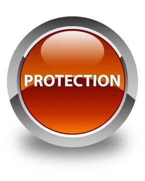 Protection glossy brown round button Stock Illustration