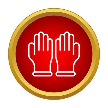 Protection gloves icon on red circle button Stock Illustration