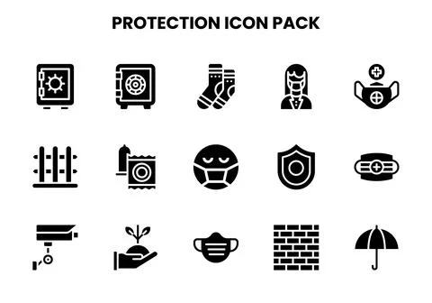 Protection Glyph Graphics Icons Pack Stock Illustration