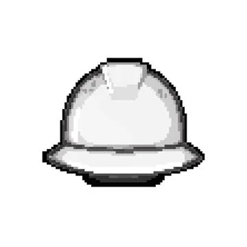 Protection helmet builder pixel art vector illustration Stock Illustration