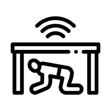 Protection hide human under table icon vector outline illustration イラスト素材