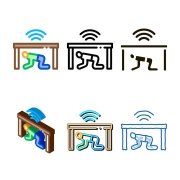 Protection hide human under table icon clean vector outline Stock Illustration