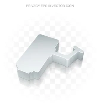 Protection icon: Flat metallic 3d Cctv Camera, transparent shadow, EPS 10 vector Illustrazione stock