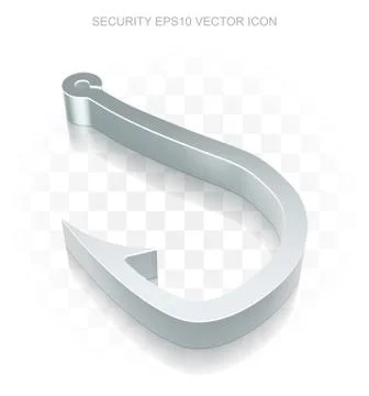 Protection icon: Flat metallic 3d Fishing Hook, transparent shadow, EPS 10 Ilustración de archivo
