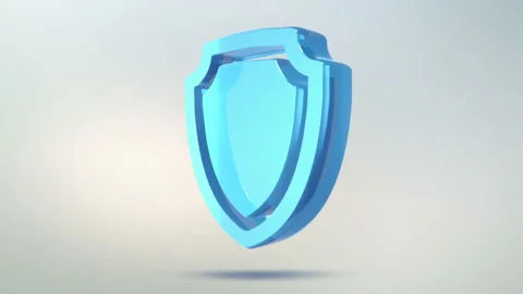 Protection icon is made of glass. Translucent rotating security sign Stock Footage 86762316