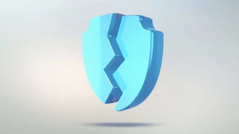 Protection icon is made of glass. Translucent rotating security icon Stock Footage 86833154