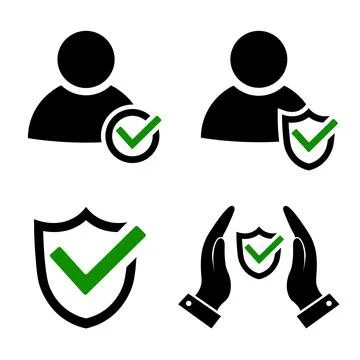 Protection icon set. User profile security symbol. Stock Illustration