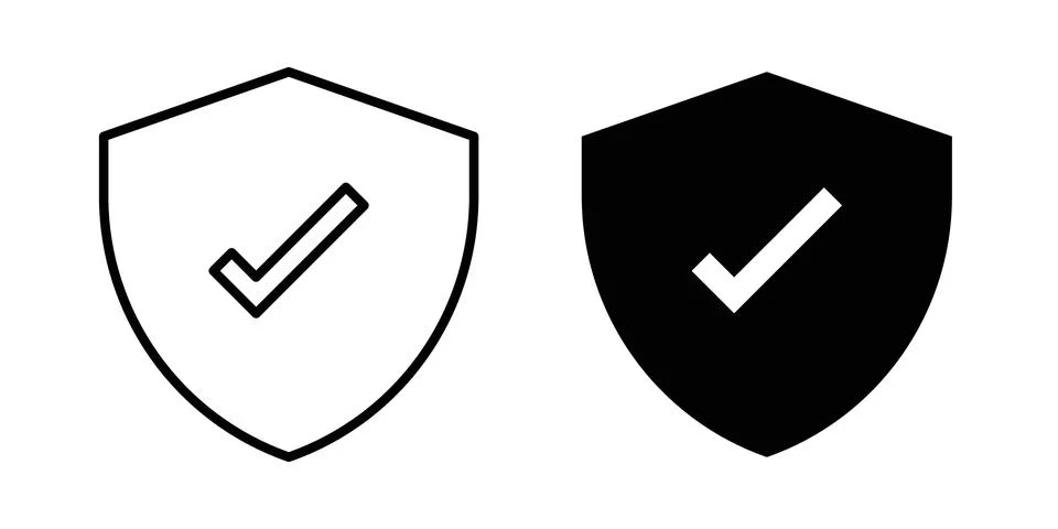Protection icon thin line and clipart style vector set Stock Illustration