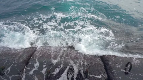 Protection of the impact of storm waves. Stock Footage 143805950