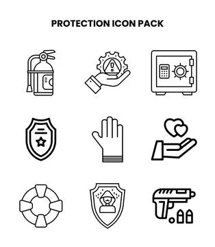 Protection Line Scalable Icons Pack Illustrazione stock