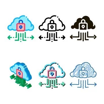 Protection modern cloud icon vector outline Stockillustratie