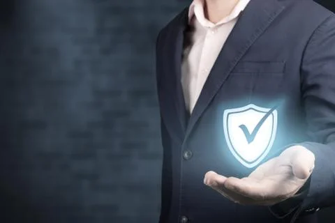 Protection network security computer and safe your data concept, Businessman  스톡 사진