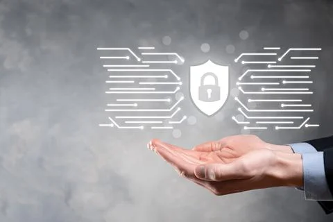 Protection network security computer and safe your data concept, Businessman  Foto stock