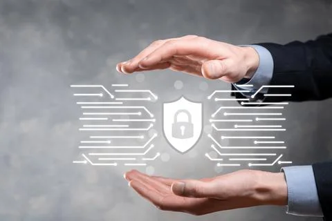 Protection network security computer and safe your data concept, Businessman  Foto stock