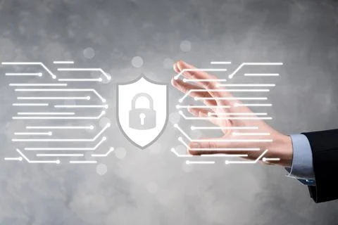 Protection network security computer and safe your data concept, Businessman  Stock Photos