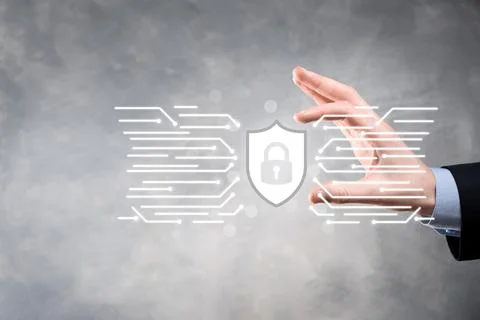 Protection network security computer and safe your data concept, Businessman  Foto stock