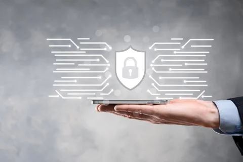 Protection network security computer and safe your data concept, Businessman  Foto stock