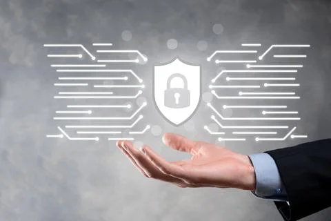 Protection network security computer and safe your data concept, Businessman  Foto stock