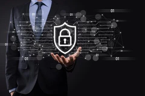 Protection network security computer and safe your data concept, Businessman  Foto stock