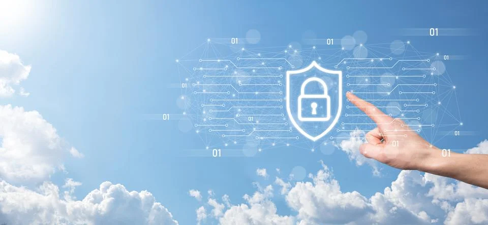 Protection network security computer and safe your data concept, Businessman  스톡 사진