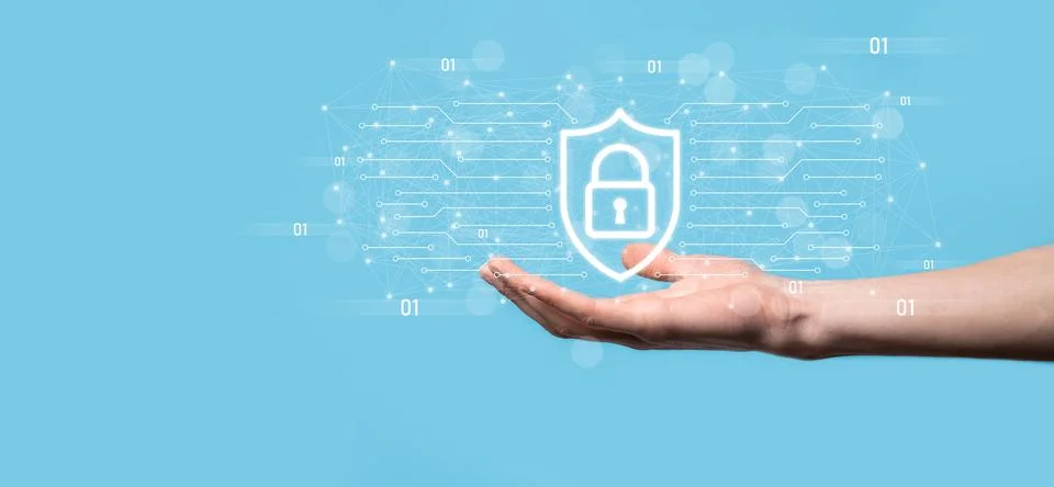 Protection network security computer and safe your data concept, Businessman  Foto stock