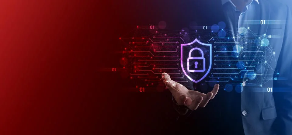 Protection network security computer and safe your data concept, Businessman  Foto stock