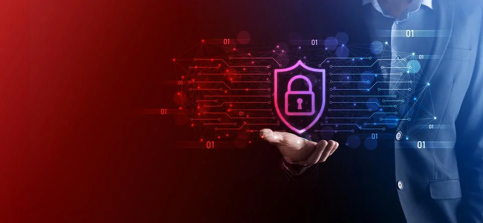 Protection network security computer and safe your data concept, Businessman  Foto stock