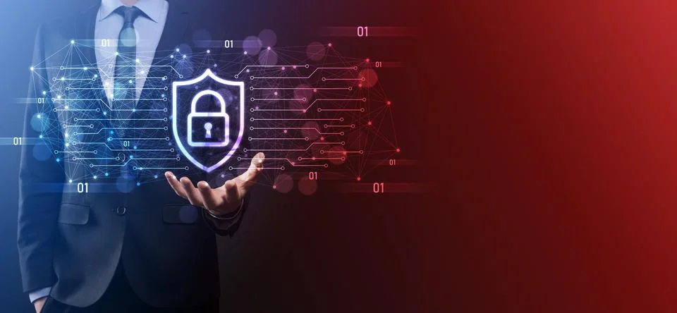 Protection network security computer and safe your data concept, Businessman  Stock Photos