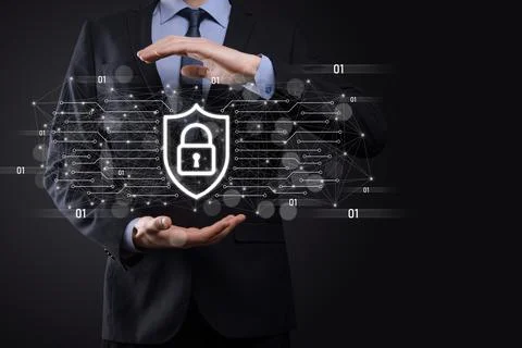 Protection network security computer and safe your data concept, Businessman  Foto stock