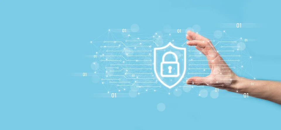 Protection network security computer and safe your data concept, Businessman  Foto stock