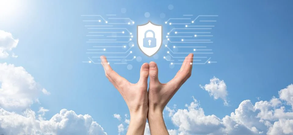 Protection network security computer and safe your data concept, Businessman  Stock Photos