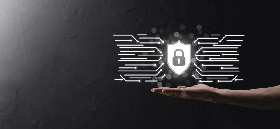 Protection network security computer and safe your data concept, Businessman  Stock Photos
