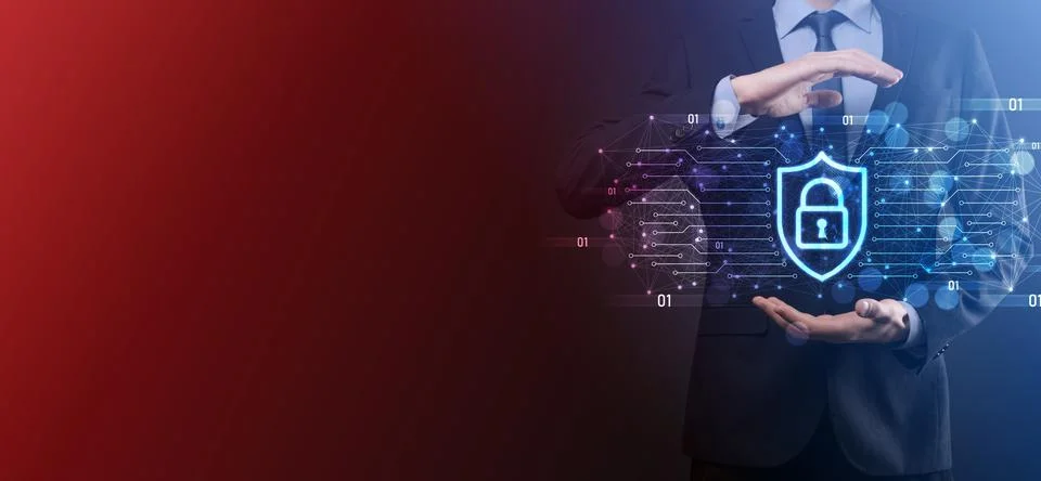 Protection network security computer and safe your data concept, Businessman  Foto stock