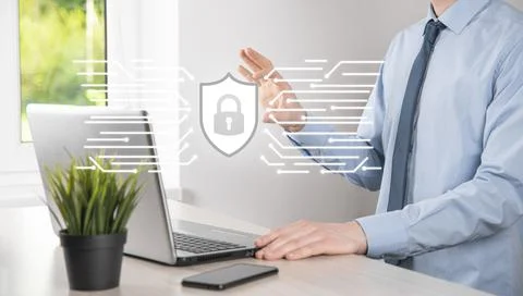 Protection network security computer and safe your data concept, Businessman  Stock Photos
