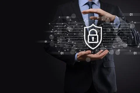Protection network security computer and safe your data concept, Businessman  Foto stock