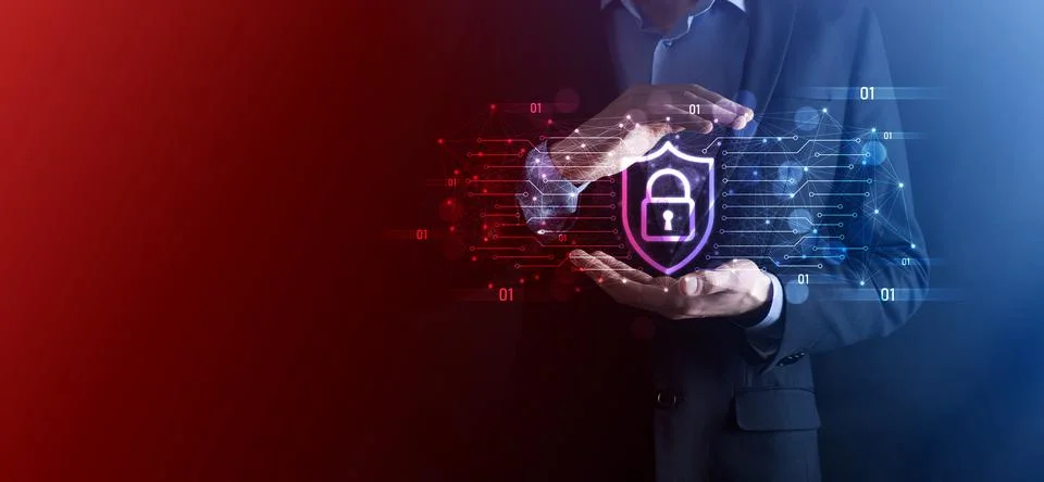 Protection network security computer and safe your data concept, Businessman  Stock Photos