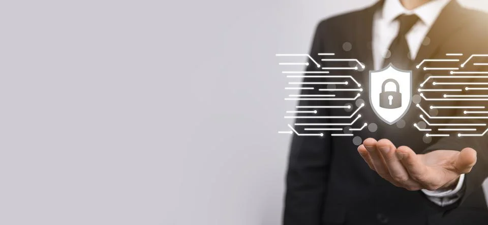 Protection network security computer and safe your data concept, Businessman  Foto stock