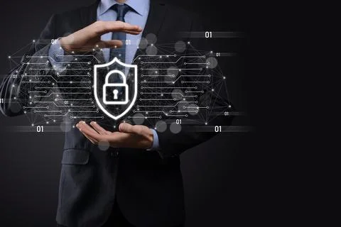 Protection network security computer and safe your data concept, Businessman  Stock Photos