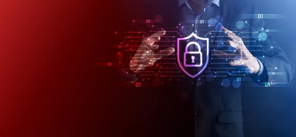 Protection network security computer and safe your data concept, Businessman  스톡 사진