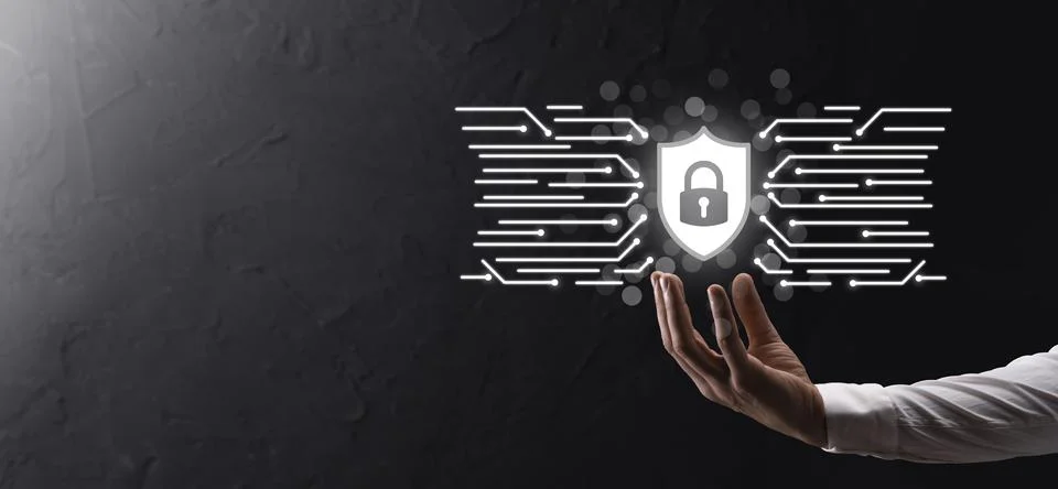 Protection network security computer and safe your data concept, Businessman  Фото