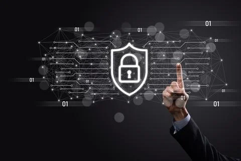 Protection network security computer and safe your data concept, Businessman  Foto stock