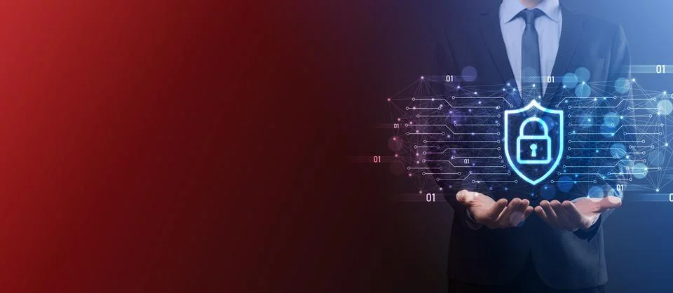 Protection network security computer and safe your data concept, Businessman  Stock Photos