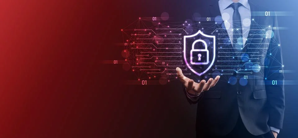 Protection network security computer and safe your data concept, Businessman  Foto stock