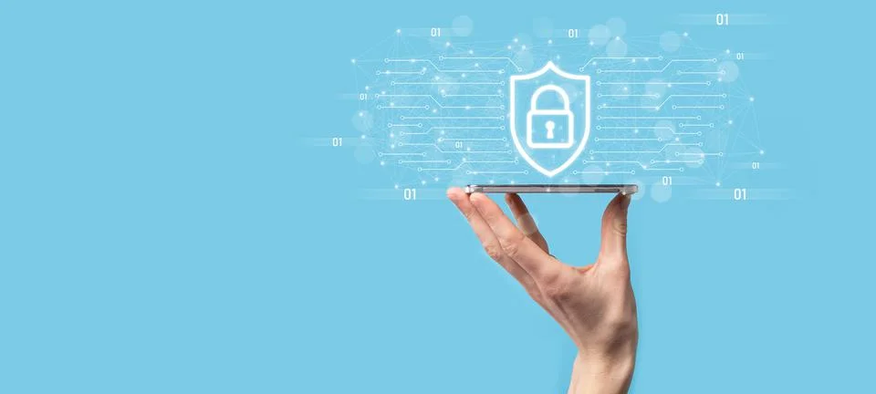Protection network security computer and safe your data concept, Businessman  Foto stock
