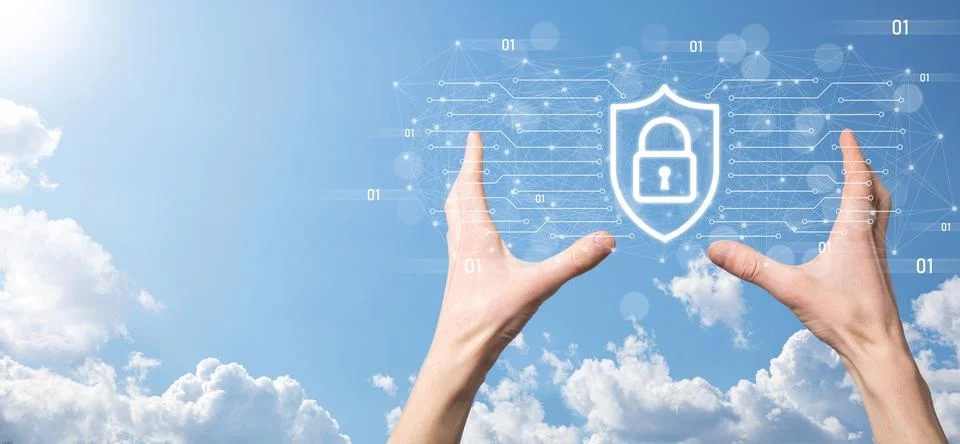 Protection network security computer and safe your data concept, Businessman  Foto stock