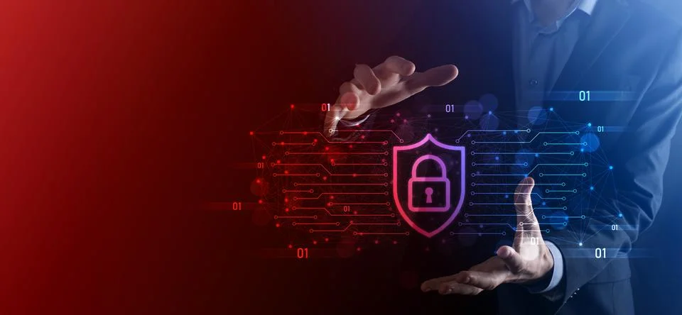 Protection network security computer and safe your data concept, Businessman  Stock Photos