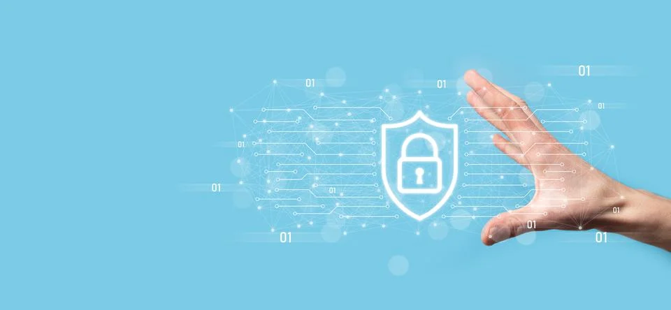 Protection network security computer and safe your data concept, Businessman  Foto stock