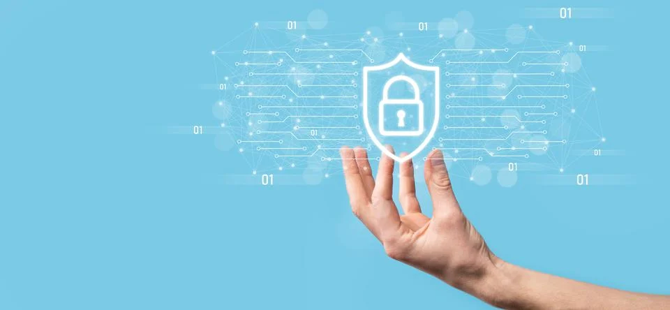 Protection network security computer and safe your data concept, Businessman  Stock Photos