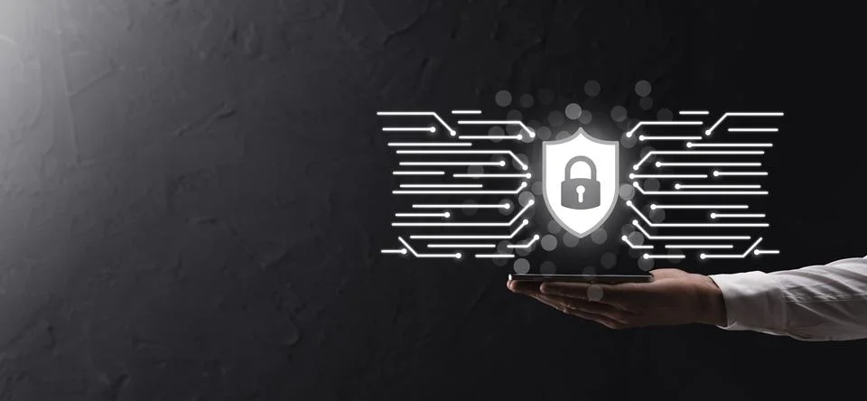 Protection network security computer and safe your data concept, Businessman  Stock Photos