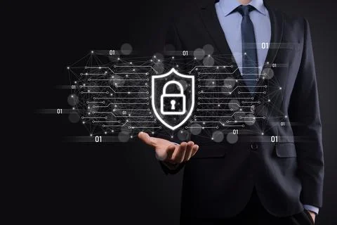 Protection network security computer and safe your data concept, Businessman  Foto stock
